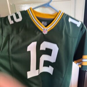 NFL Green and Yellow Women's Jersey with White Numbers